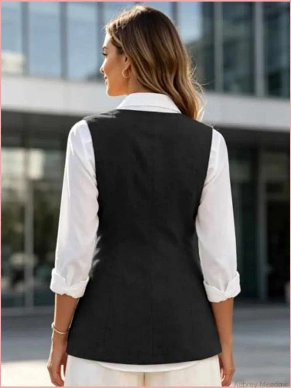 Lightweight Linen Blazer Vest Sleeveless Fully Lined Business Casual